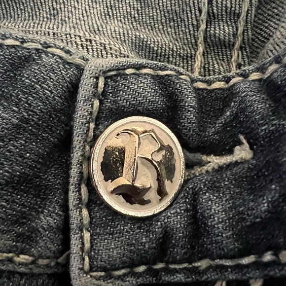 Rock n Roll Cowgirl Dark Denim Jeans with Rhinestones Style WD8516 Size 28x32 - Picture 5 of 14